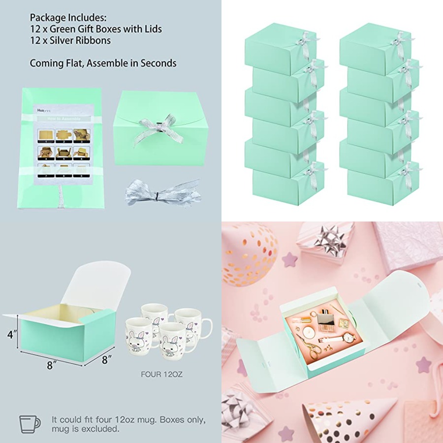 Gift Box Wrap Set - 12 Sets Turquoise Green Gift Boxes