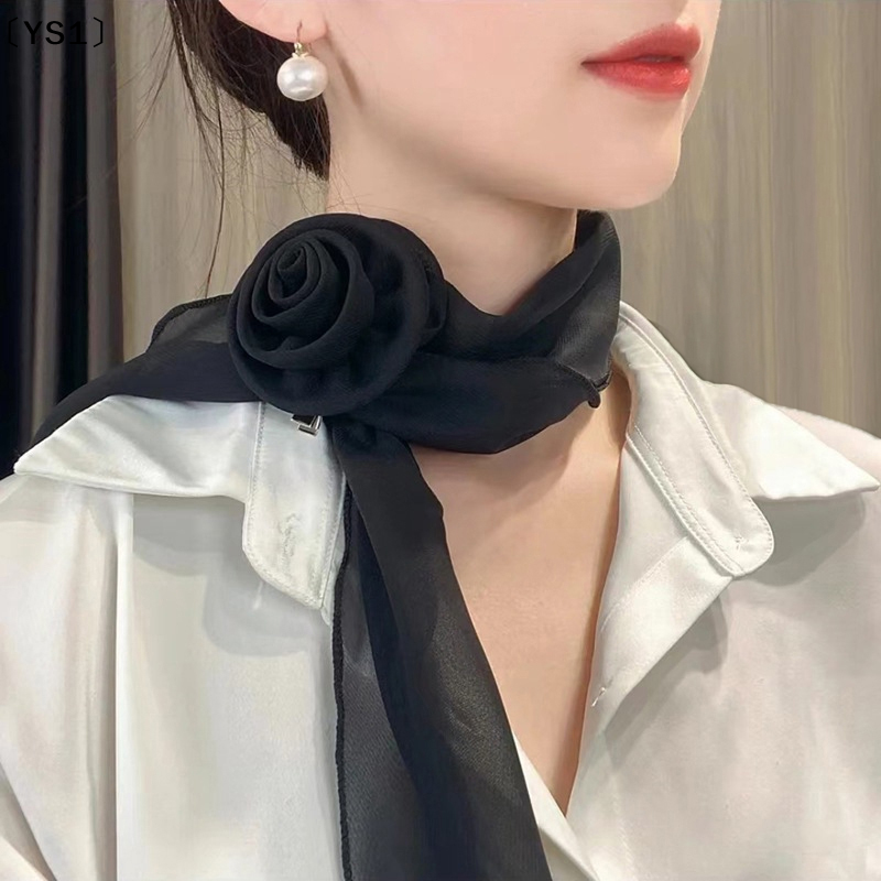 Ribbon Bow Gift - 〔YS1〕Fashion Rose Flower Silk Scarf Versatile