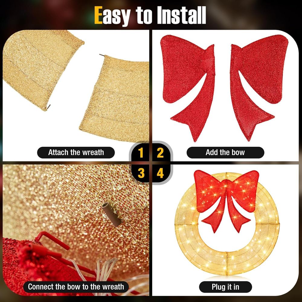 48 Inch Pre-Lit Christmas Wrea - Christmas Lights Outdoor avis et prix