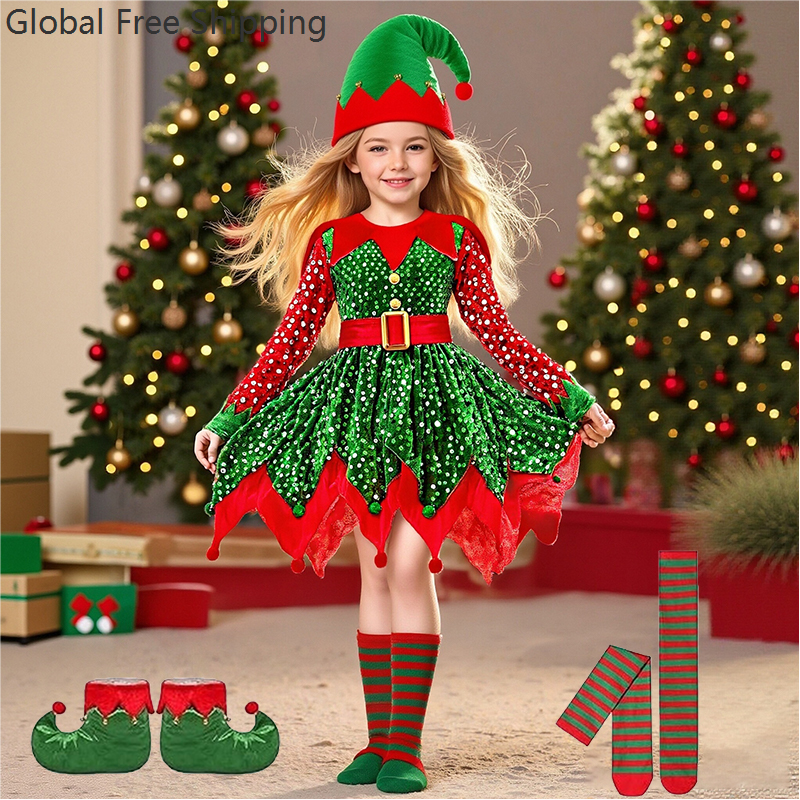 Girls Christmas Costume Set Sa - Elf Costume Christmas avis et prix