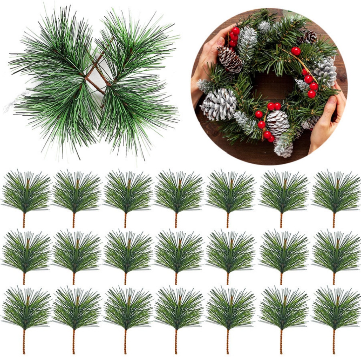 10-100pcs Artificial Green Pin - Christmas Wreath Fake avis et prix