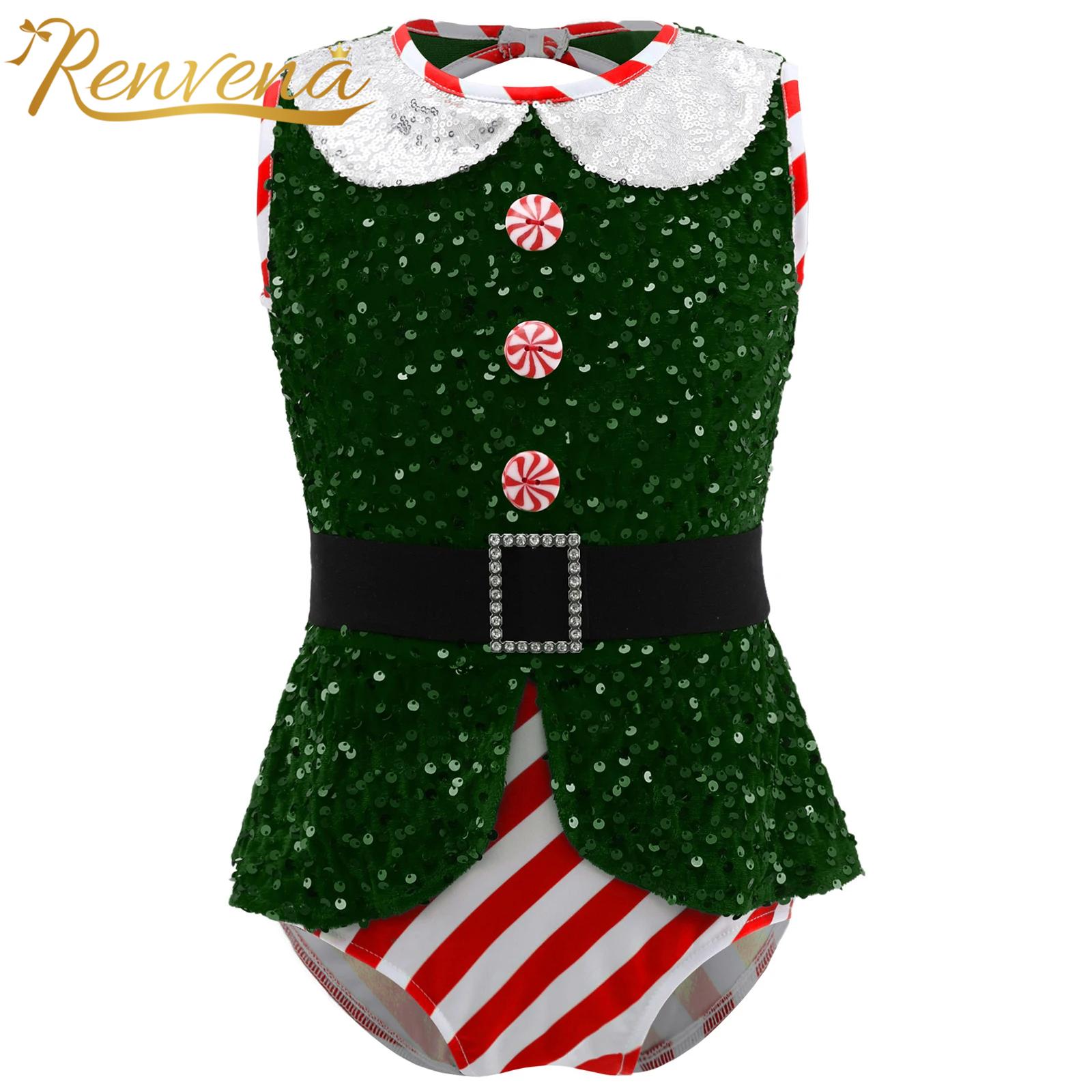 Girls Sparkly Sequins Jumpsuit - Elf Costume Christmas avis et prix