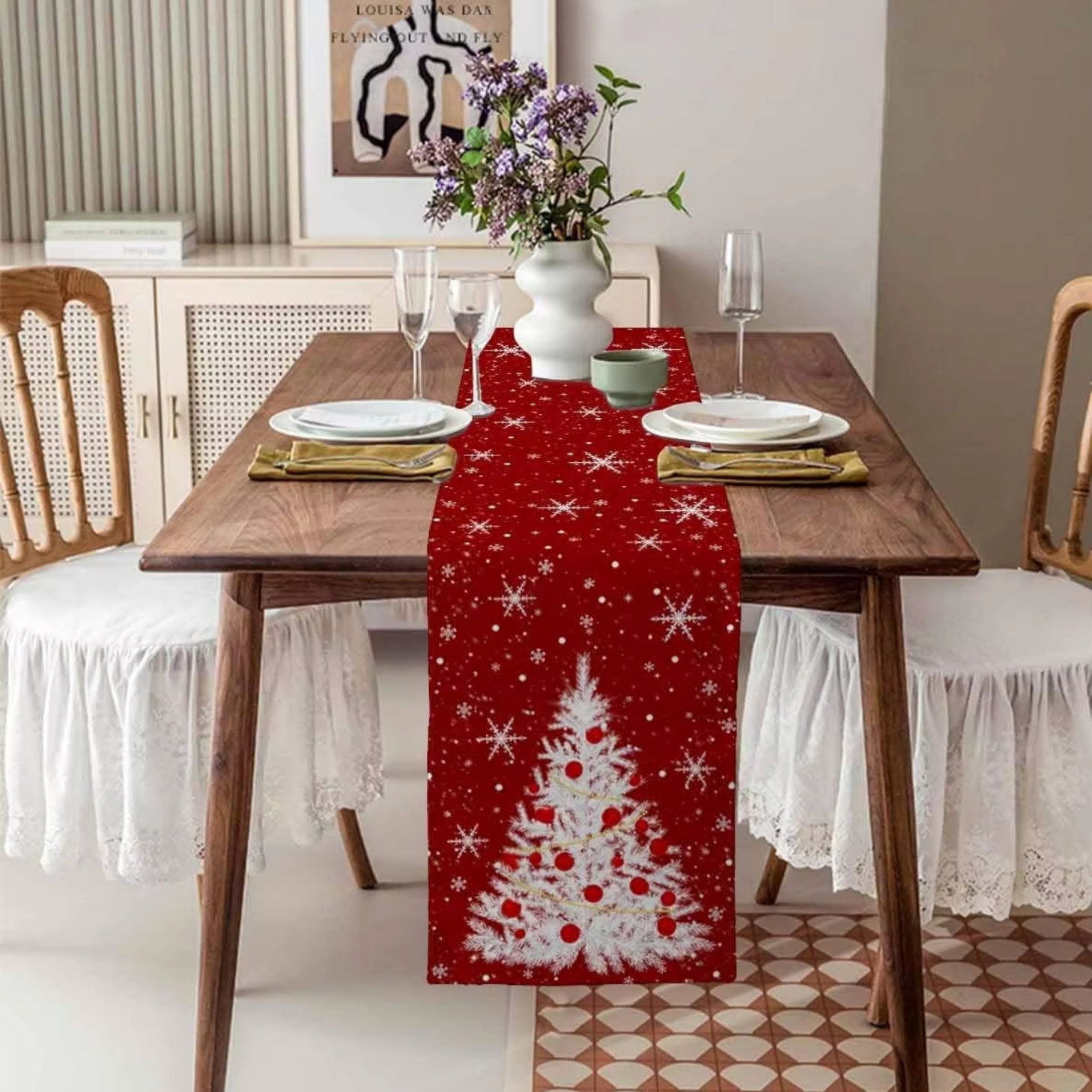 Red Table Runner Christmas Tre - Christmas Table Runner avis et prix