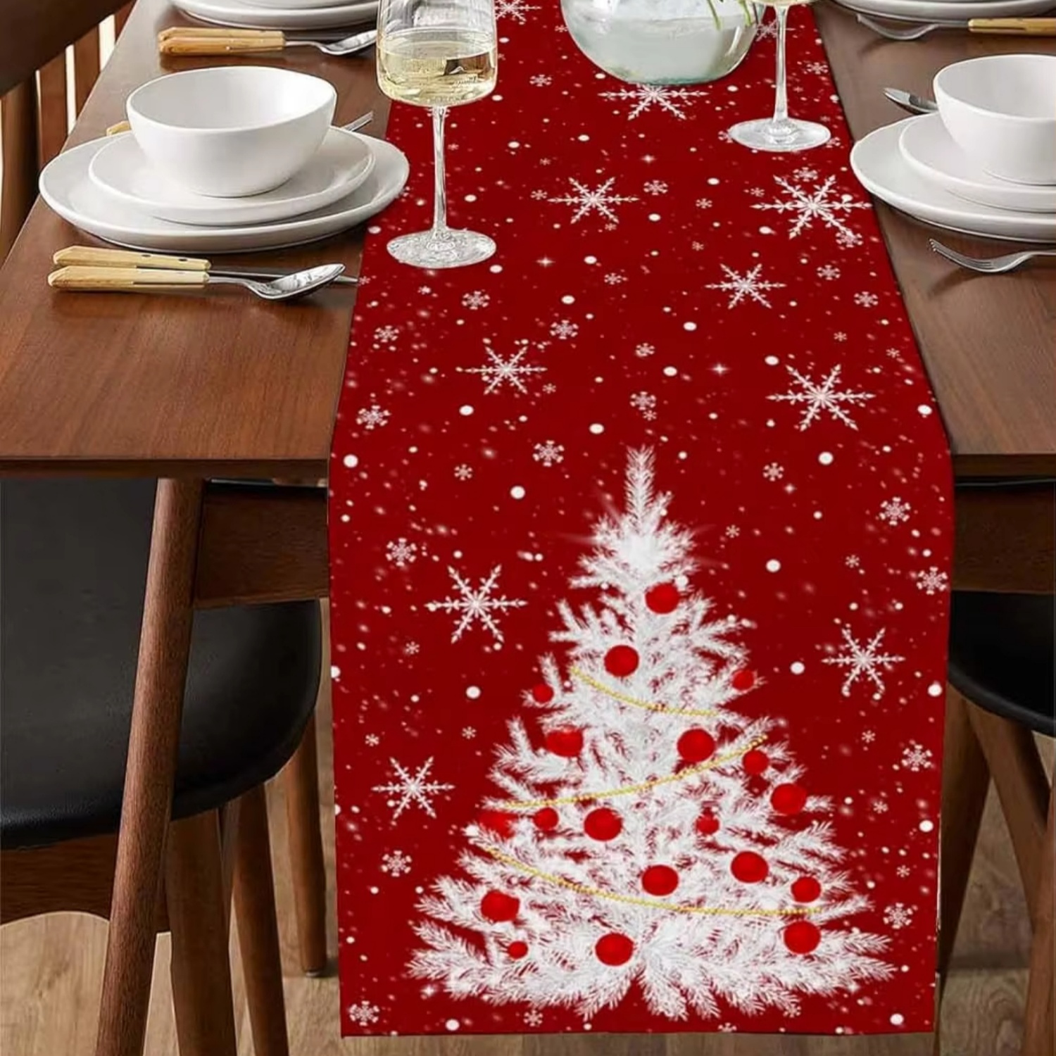 Red Table Runner Christmas Tre - Christmas Table Runner avis et prix