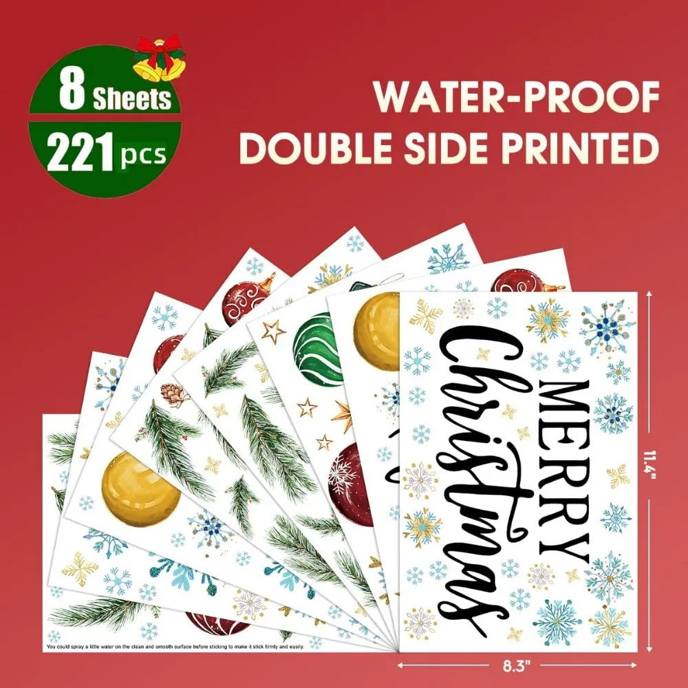 221 PCS Christmas Window Cling - Snowflake Window Decal avis et prix