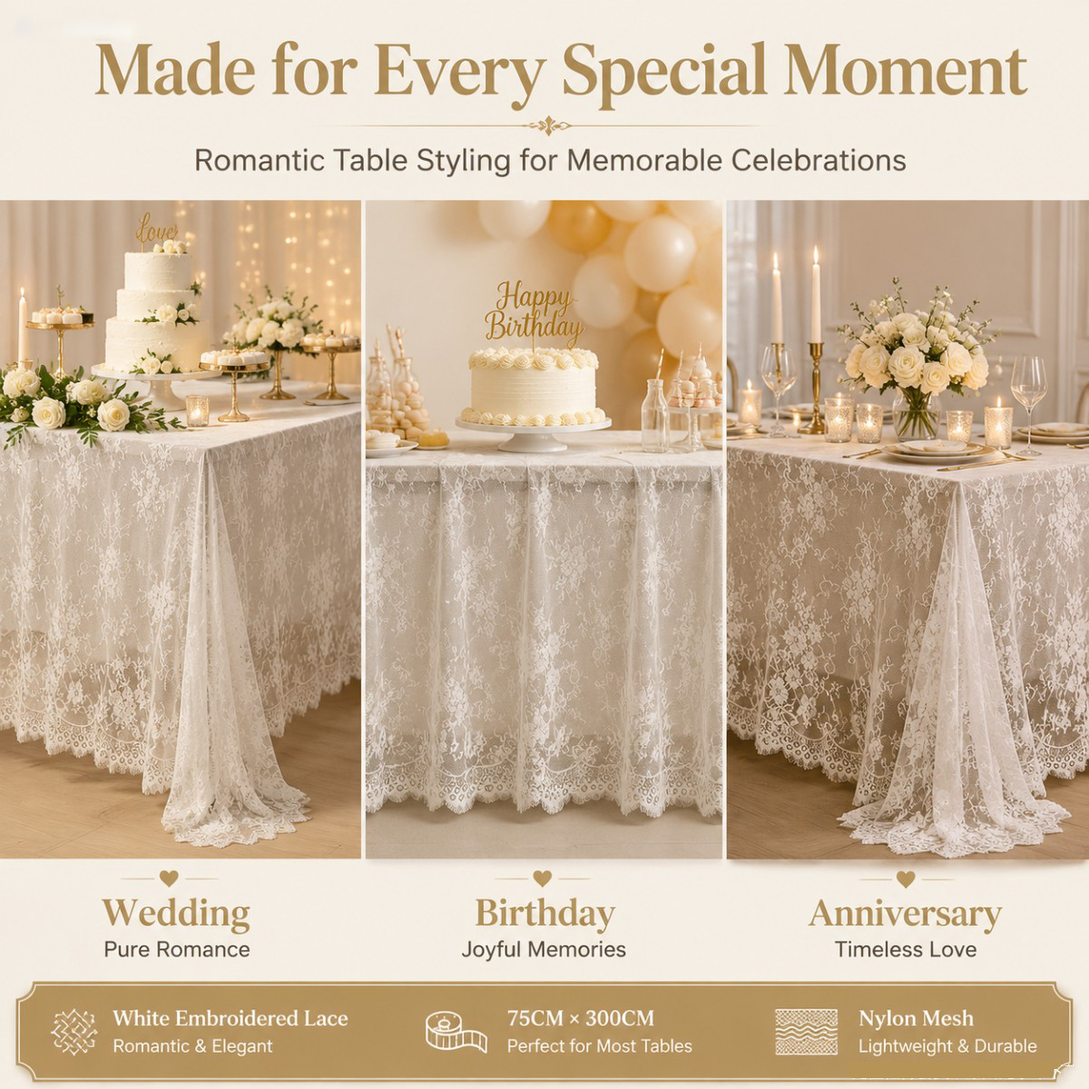 White Floral Lace Table Runner - Christmas Table Runner avis et prix