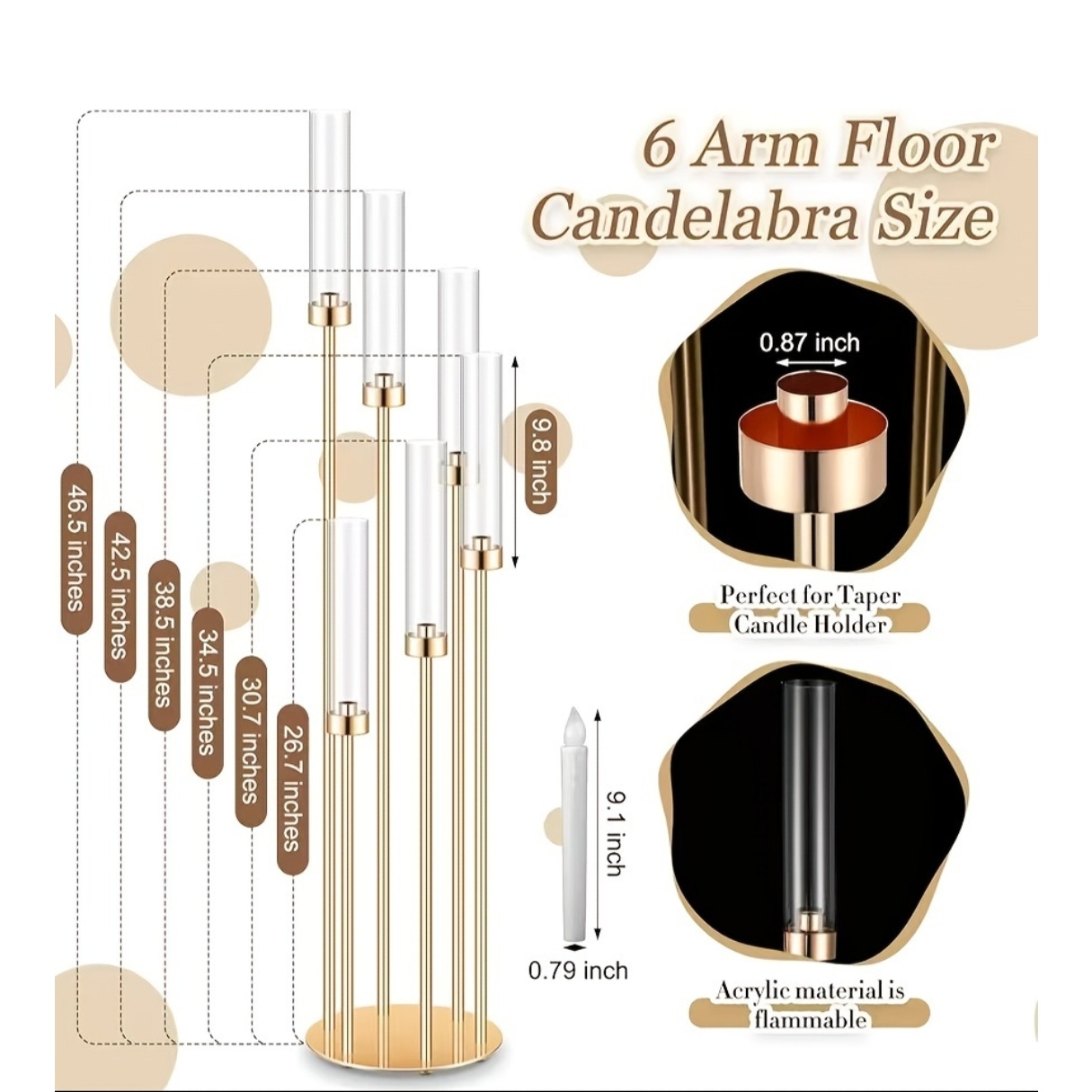 2 Sets Floor Candelabra 6 Arms - Holiday Candle Set avis et prix