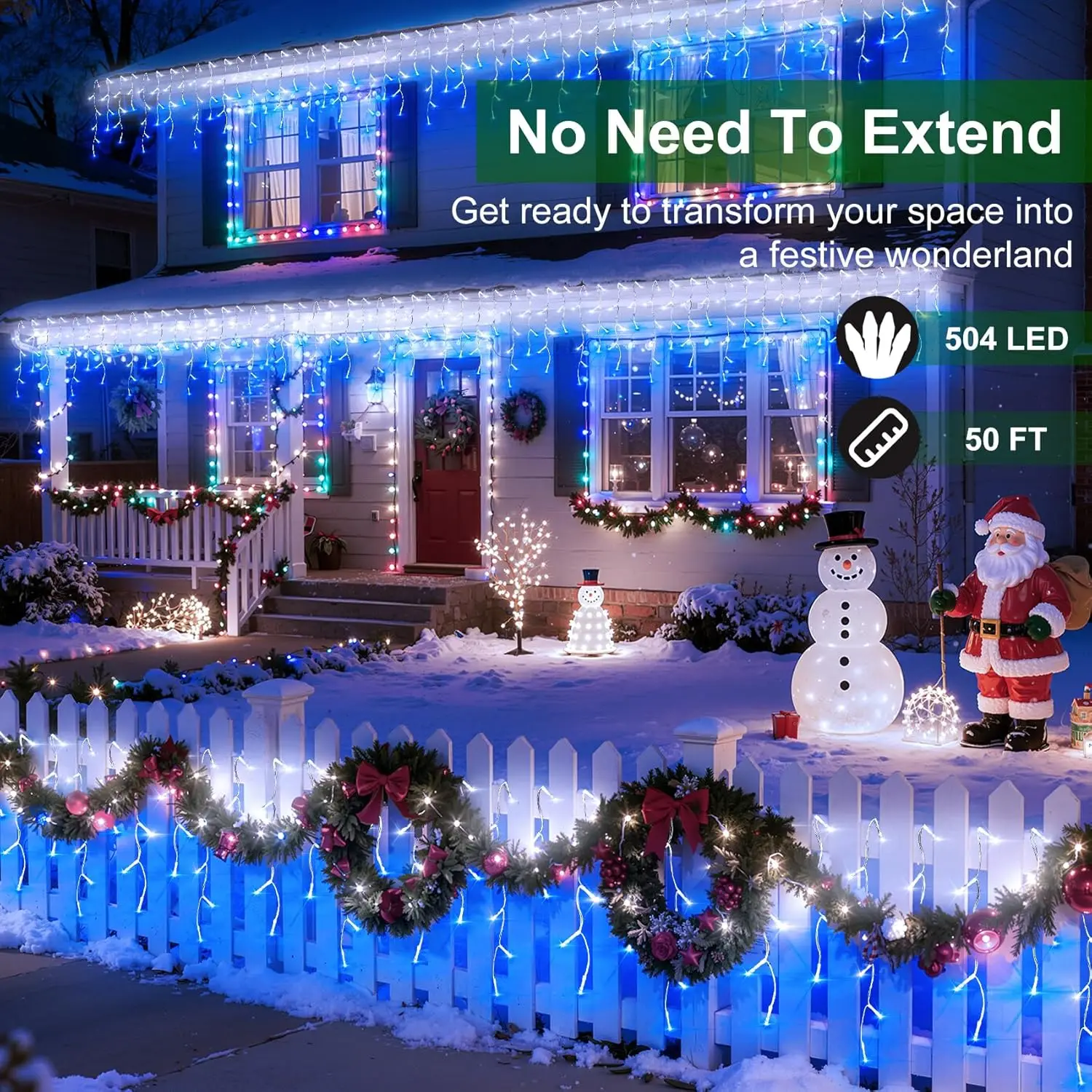 50ft 504 LED Icicle Lights, 12 - Led Fairy String Lights avis et prix
