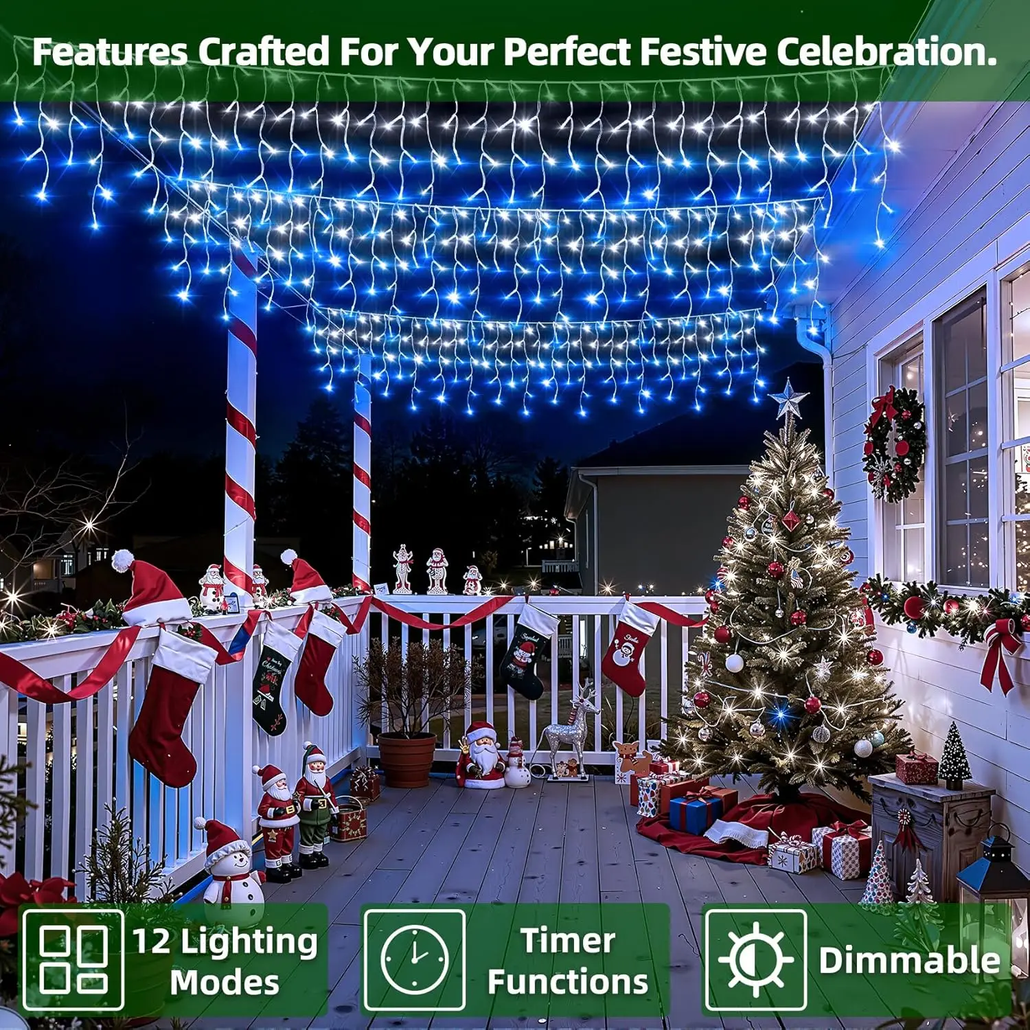 50ft 504 LED Icicle Lights, 12 - Led Fairy String Lights avis et prix