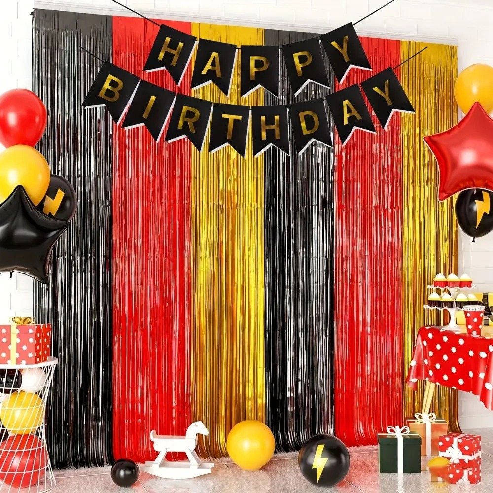 7Pcs Black Red Gold Tinsel Gar - Tinsel Garland Decoration avis et prix