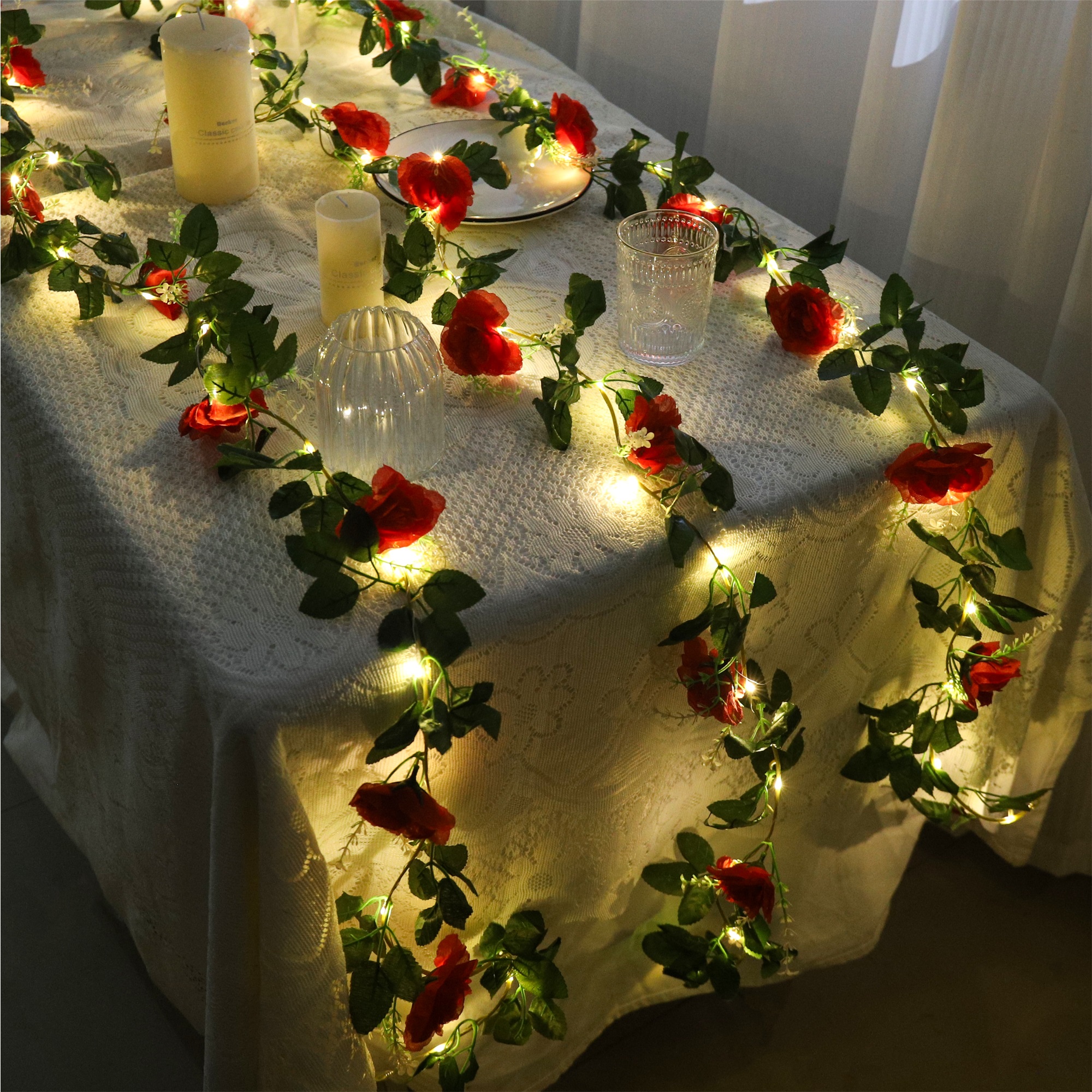 Rose LED Vine Light String Art - Christmas Wreath Fake avis et prix