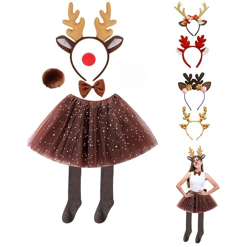 Reindeer Costume Set Tutu Skir - Reindeer Antlers Headband avis et prix