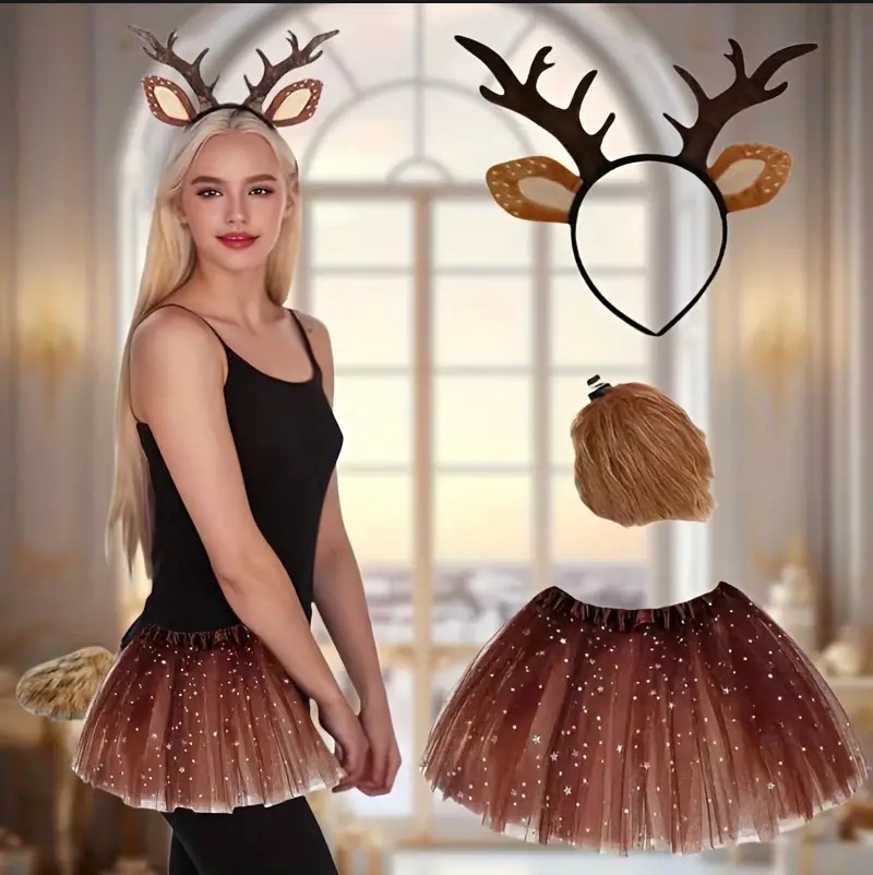 Reindeer Costume Set Tutu Skir - Reindeer Antlers Headband avis et prix