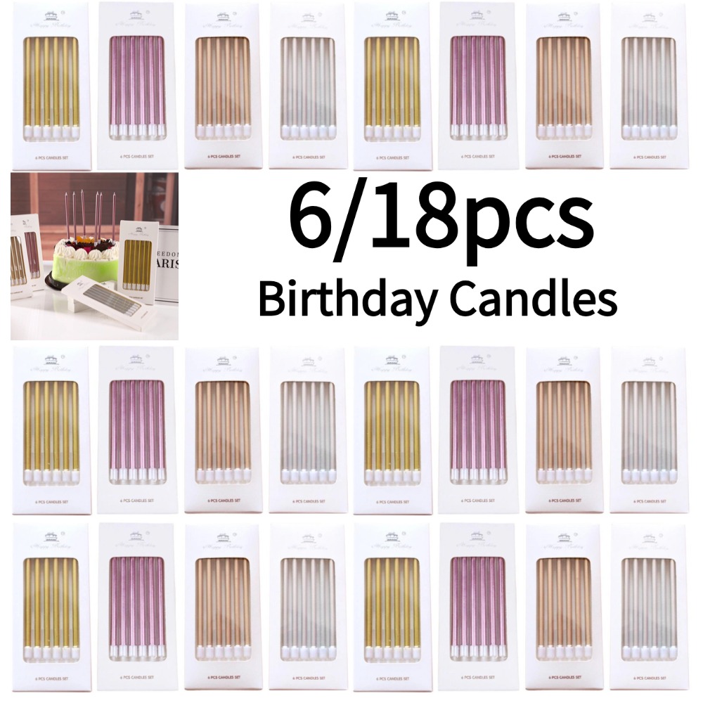 6/18pcs Metal Gold Silver Birt - Holiday Candle Set avis et prix