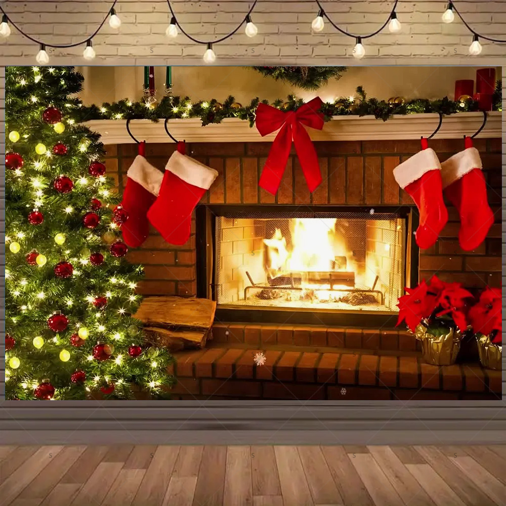 Christmas Photography Backdrop - Christmas Stocking Hanging avis et prix