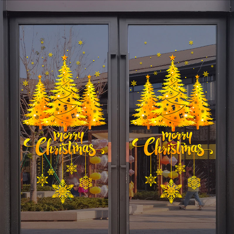 Gold Christmas Tree Snowflake  - Snowflake Window Decal avis et prix