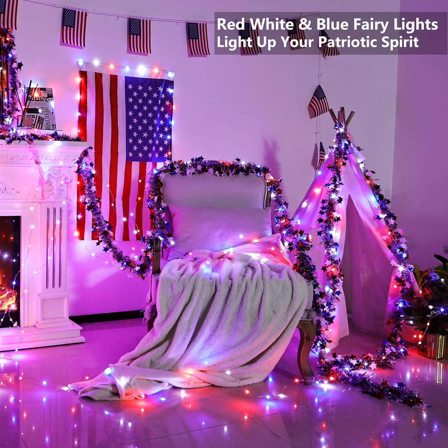 33ft 100 LED Red White Blue Fa - Led Fairy String Lights avis et prix