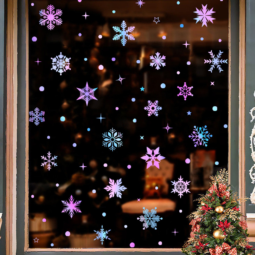 Colorful Luminous Snowflakes W - Snowflake Window Decal avis et prix
