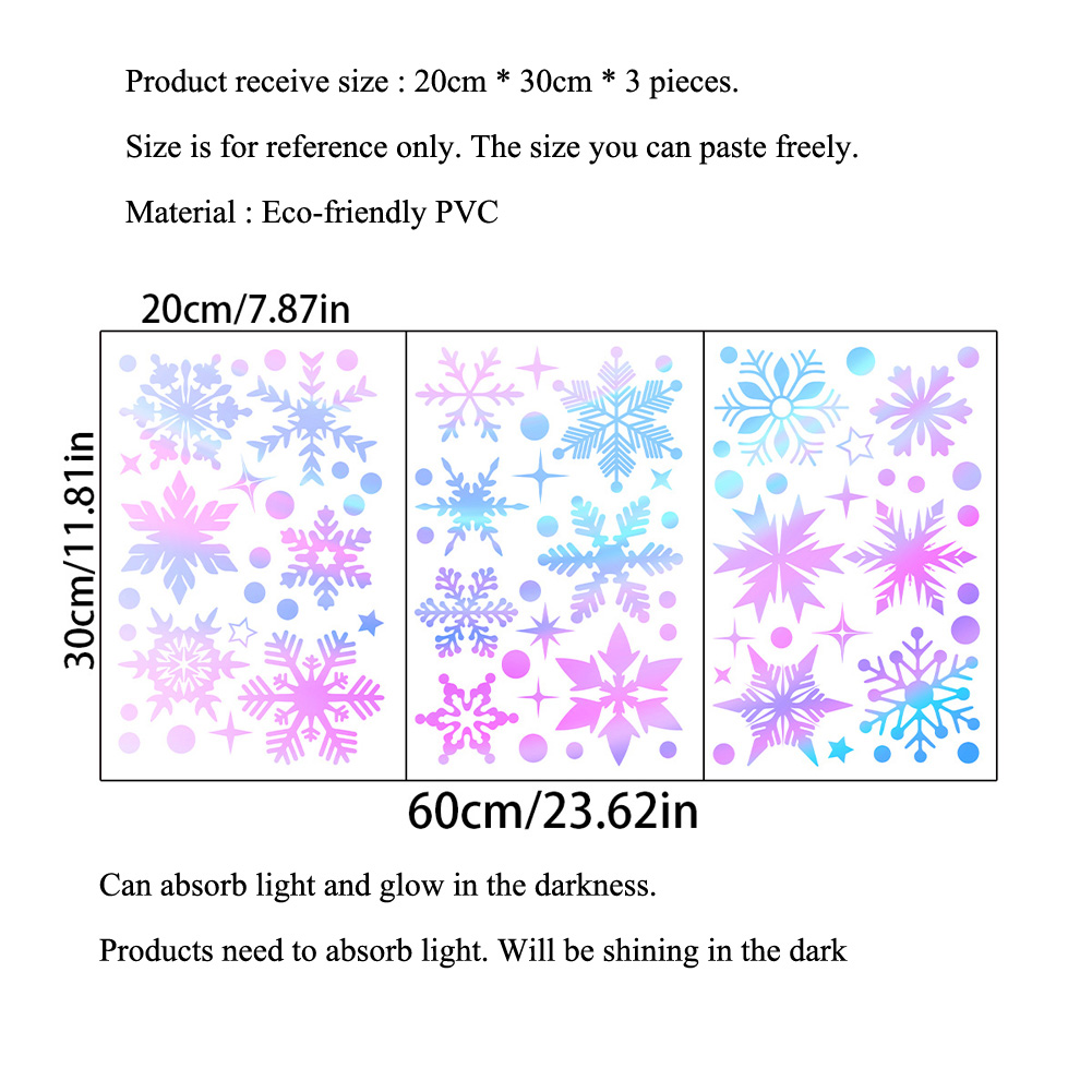 Colorful Luminous Snowflakes W - Snowflake Window Decal avis et prix