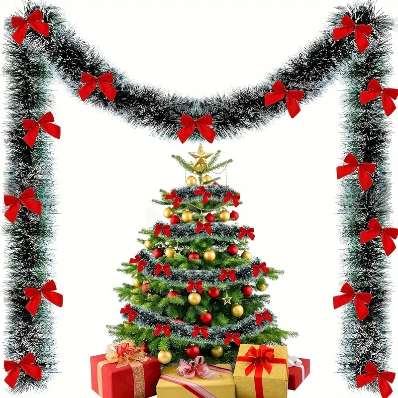 Christmas Bow Tinsel Ribbons G - Tinsel Garland Decoration avis et prix