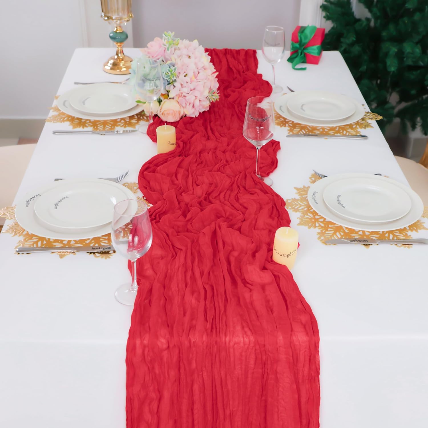 1.8/3/4M Long Red Table Runner - Christmas Table Runner avis et prix