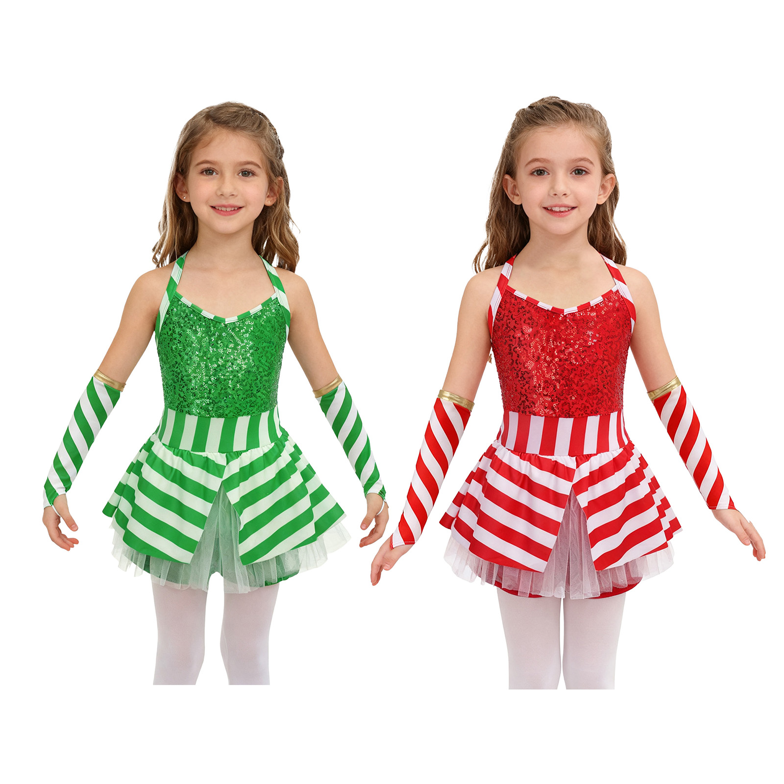 Girls Christmas Candy Cane Dan - Elf Costume Christmas avis et prix
