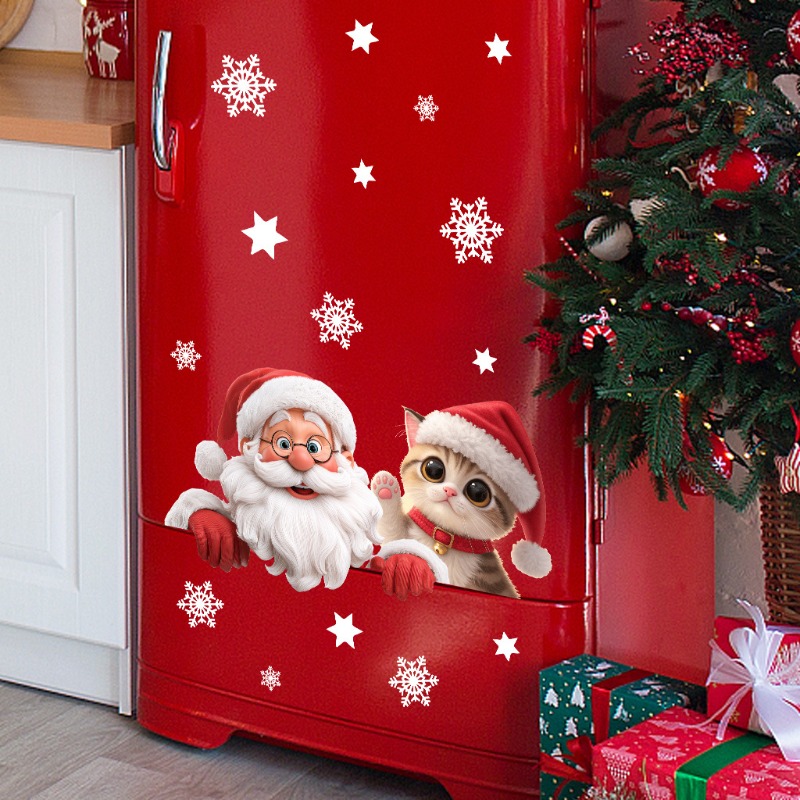Kitten Santa Claus Window Stic - Snowflake Window Decal avis et prix