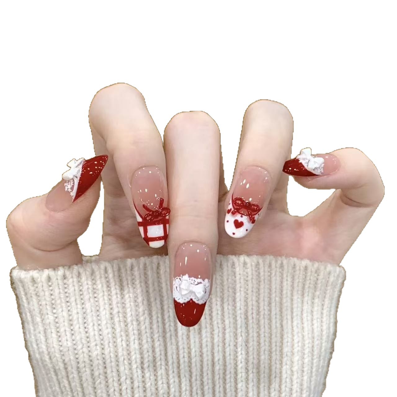 10pcs Handmade Press on Nails  - Christmas Throw Blanket avis et prix