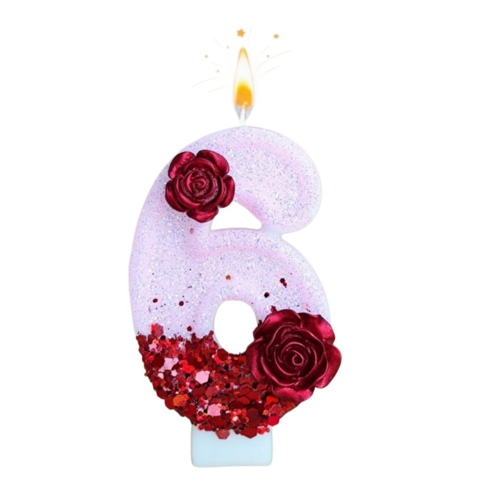 Number Pink Glitter Red Rose F - Holiday Candle Set avis et prix