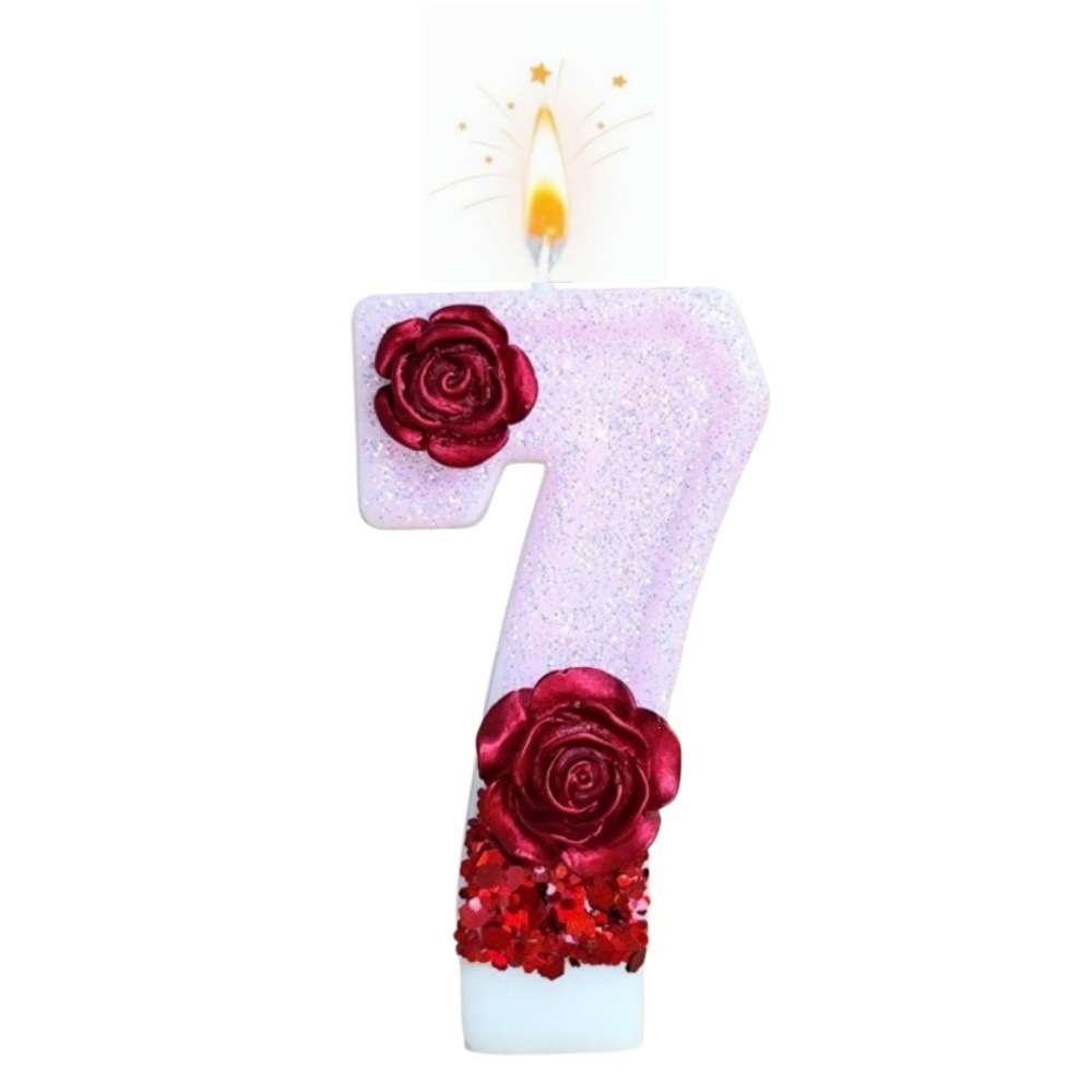 Number Pink Glitter Red Rose F - Holiday Candle Set avis et prix