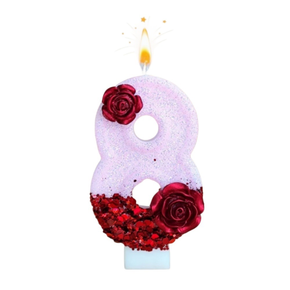 Number Pink Glitter Red Rose F - Holiday Candle Set avis et prix