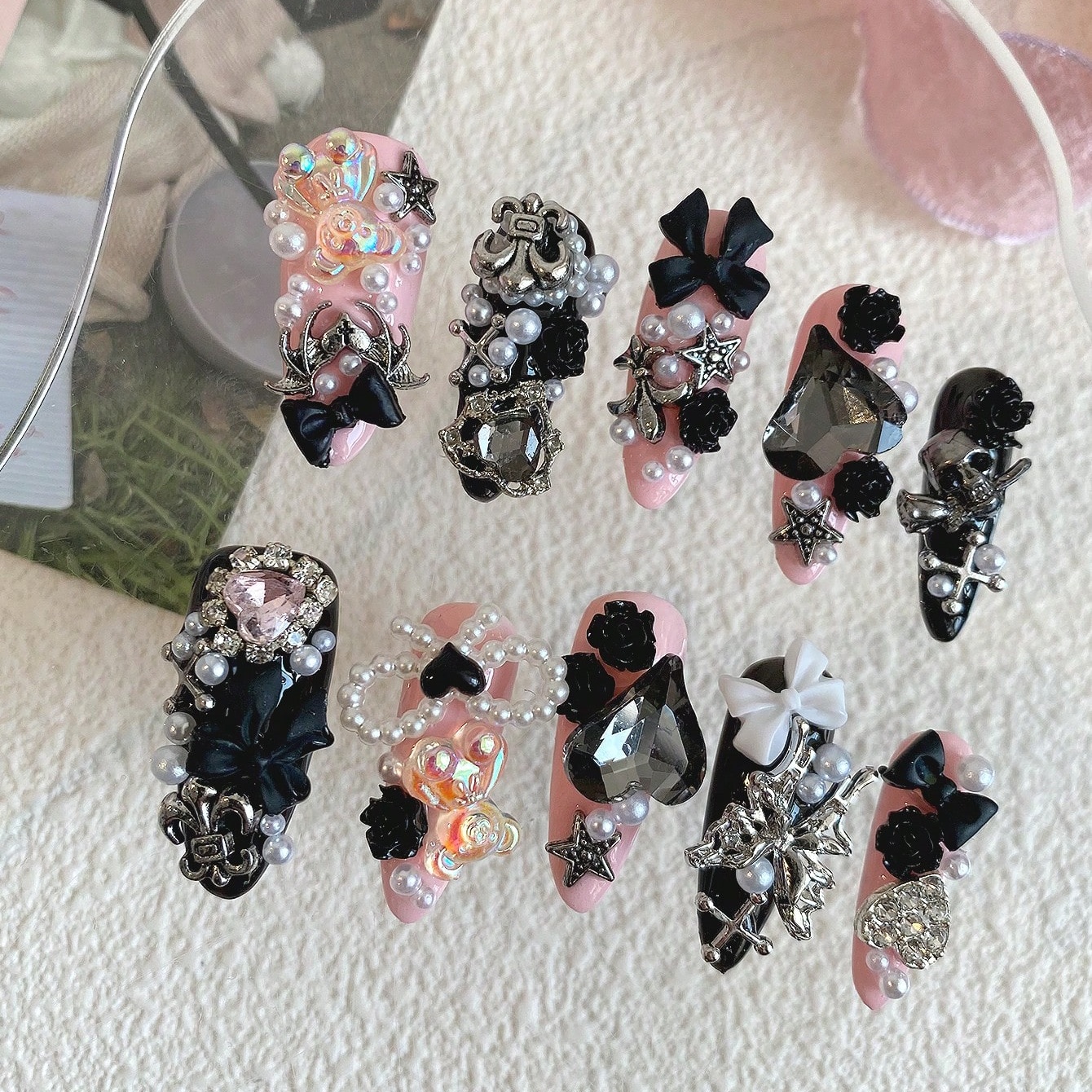 10pcs Long Coffin Pink Black G - Ribbon Bow Gift avis et prix