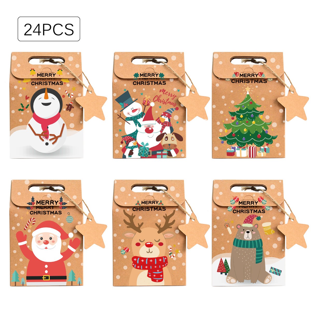 6/12/24Pcs  Christmas Kraft Pa - Advent Calendar Gift avis et prix