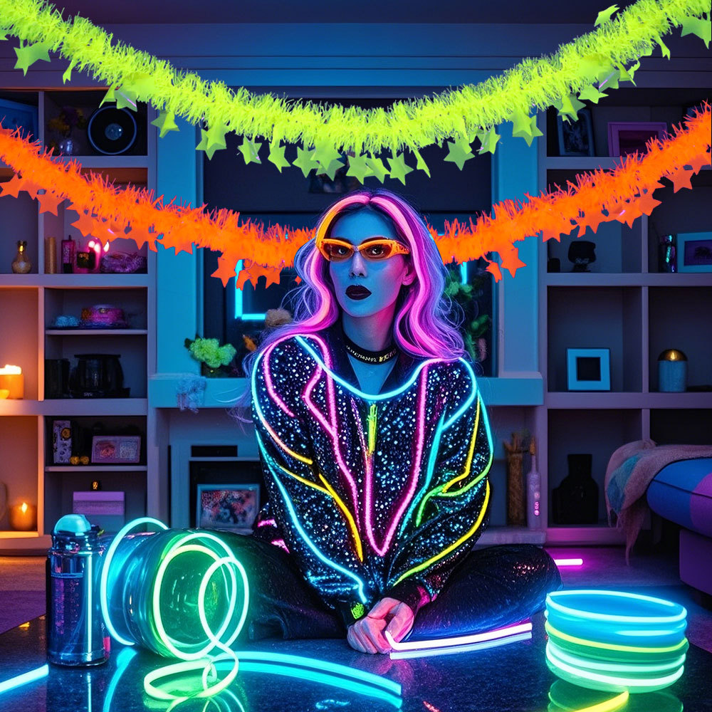 Birthday Theme Fluorescent Mac - Tinsel Garland Decoration avis et prix