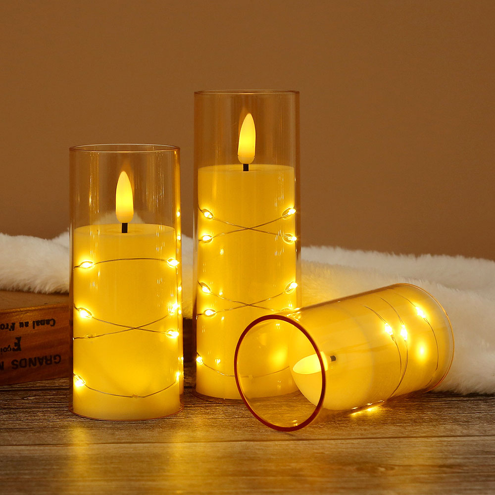 3pcs/set LED Copper Wire Flame - Holiday Candle Set avis et prix