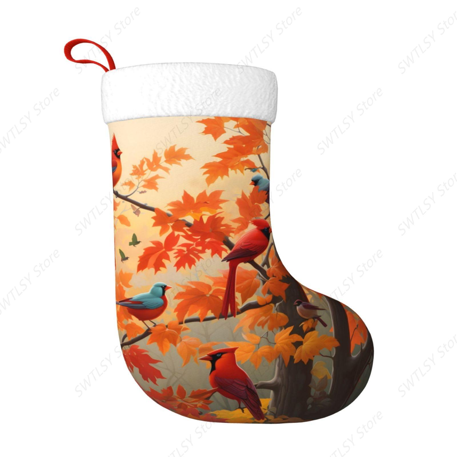 Fall Cardinal Birds and Maple- - Christmas Stocking Hanging avis et prix