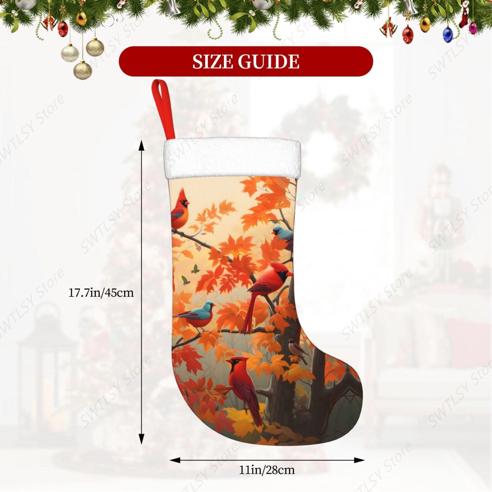 Fall Cardinal Birds and Maple- - Christmas Stocking Hanging avis et prix