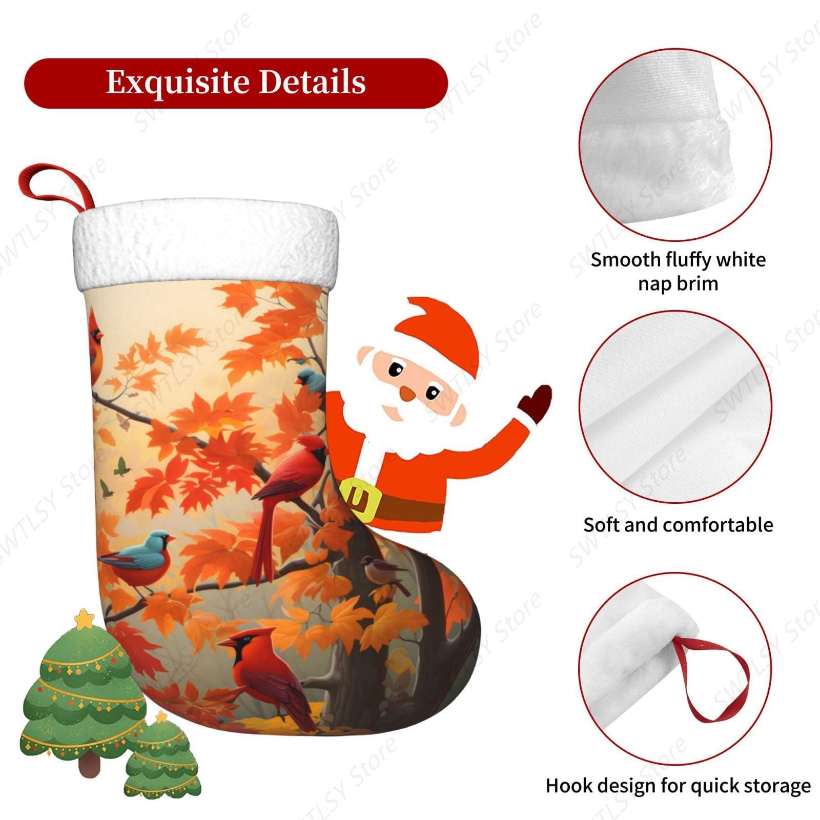 Fall Cardinal Birds and Maple- - Christmas Stocking Hanging avis et prix