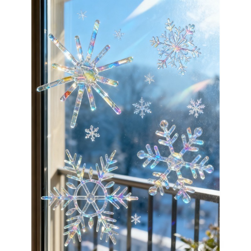 Xmas Snowflake Pattern Rainbow - Snowflake Window Decal avis et prix