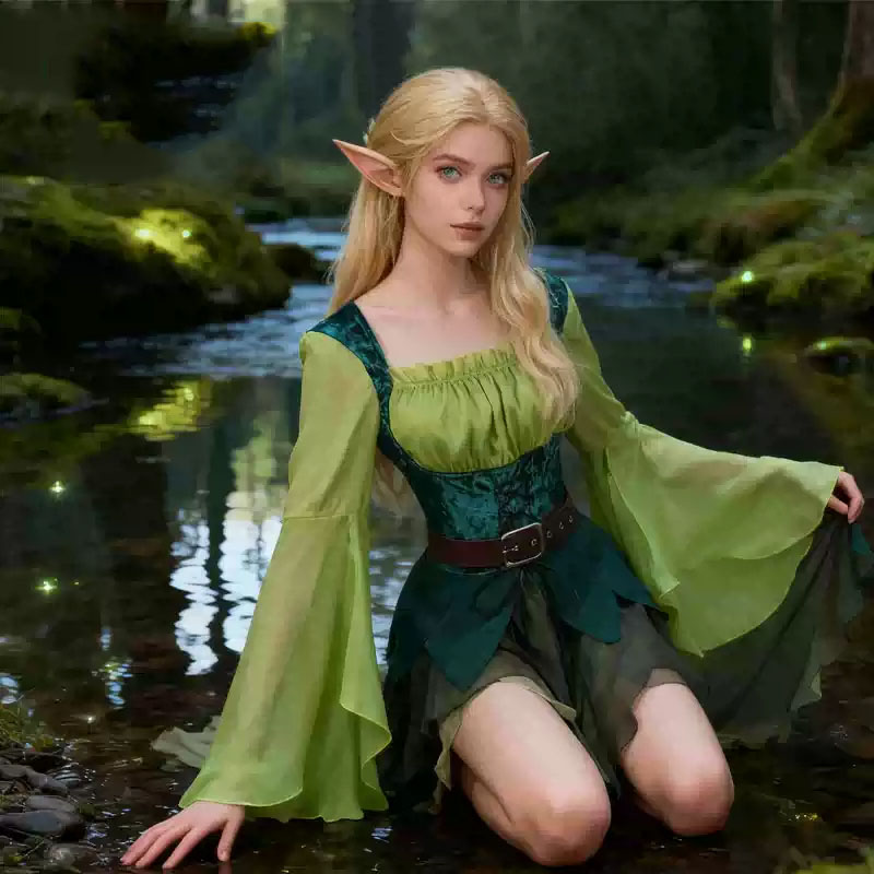 Women's Elf Medieval Green Fai - Elf Costume Christmas avis et prix